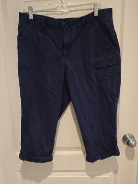 Cropped Casual Pants - Navy